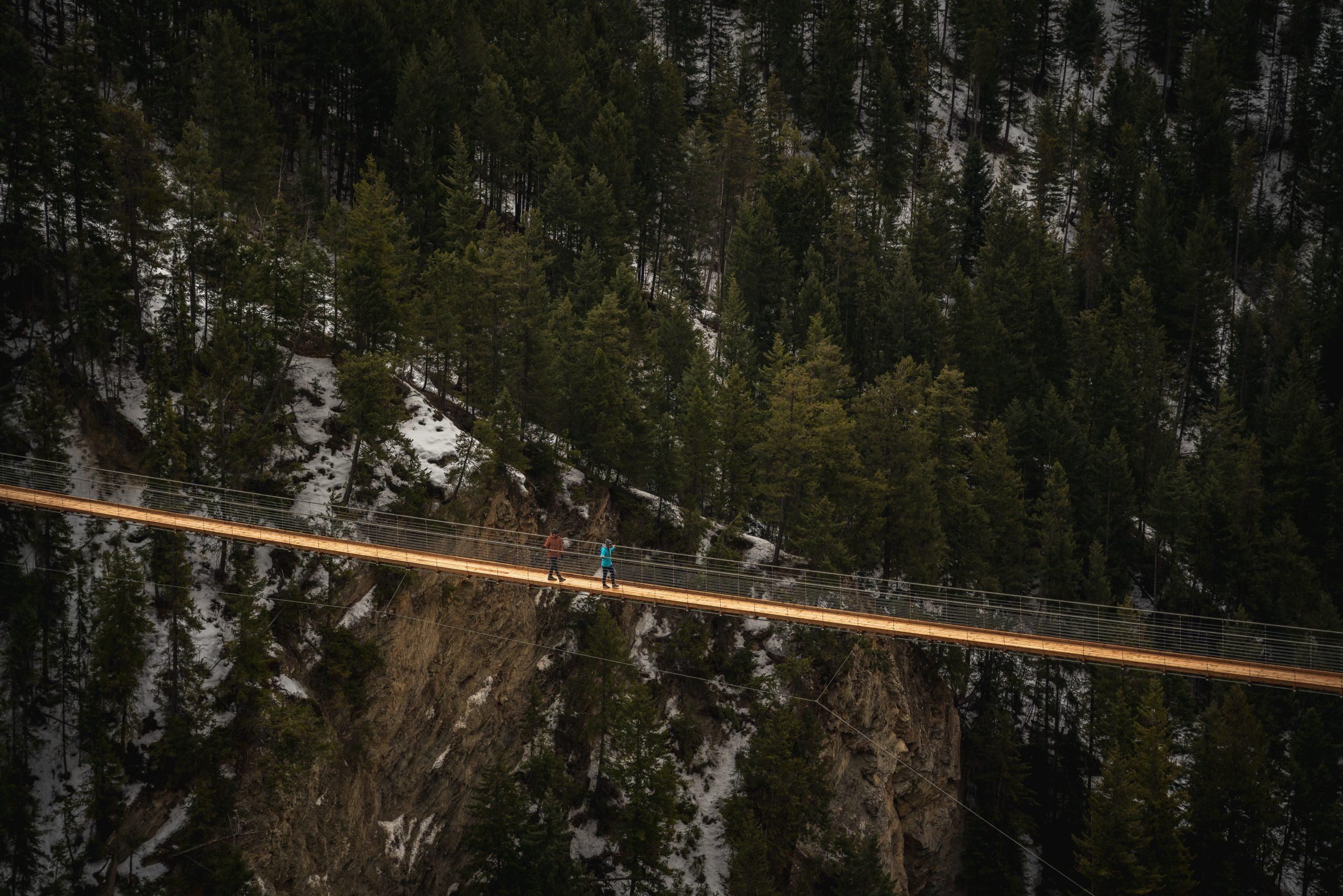 В Канаде в горах откроют подвесной мост на высоте 130 метров: видео